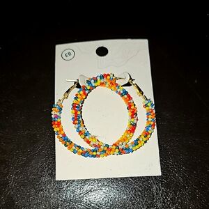 Earth Bound NWTS Colorful Beaded Hoop Earrings. Medium size!!